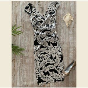 DONATED 🆕Maggy L Black & Cream Satiny Dress Sz 6